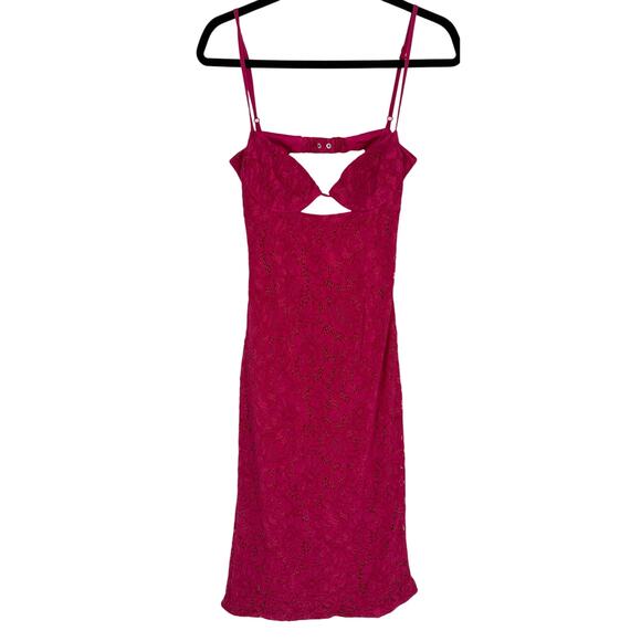 Bardot Ivanna Lace Midi Dress Pink Backless Back Slit Cut Out Sexy Party Vacay 8 - Picture 3 of 11